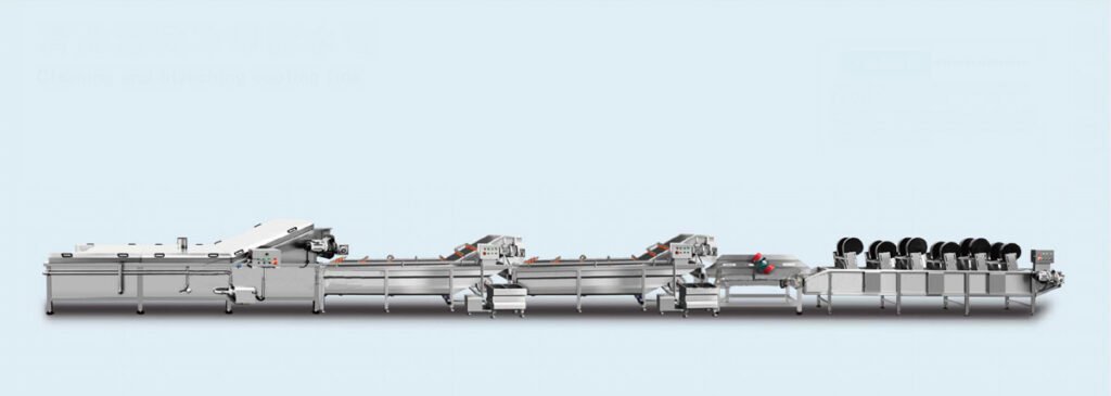 Cleaning, blanching and cooling line